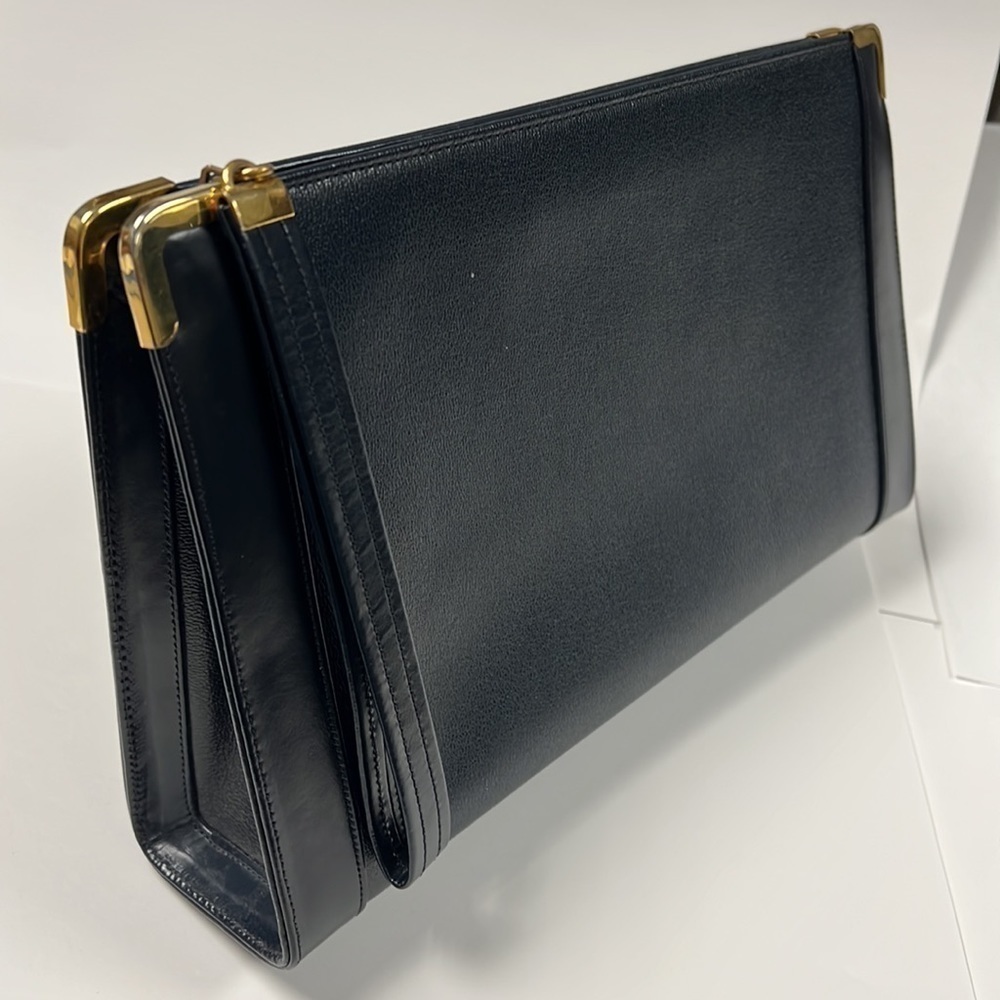 Koret Dark Navy Blue Leather Zip Large Wristlet Clutch Bag